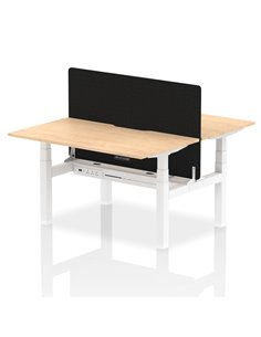 Dynamic Air 1400 x 800mm Height Adjustable 2 Person Bench Desk Maple Top Scalloped Edge Screen HA01997