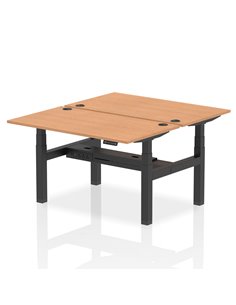 Dynamic Air 1400 x 800mm Height Adjustable 2 Person Bench Desk Oak Top Cable Ports HA01998