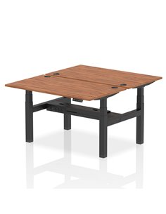 Dynamic Air 1400 x 800mm Height Adjustable 2 Person Bench Desk Walnut Top Cable Ports HA02010