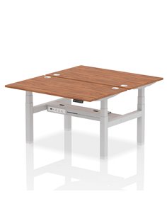 Dynamic Air 1400 x 800mm Height Adjustable 2 Person Bench Desk Walnut Top Cable Ports HA02012