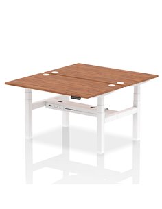 Dynamic Air 1400 x 800mm Height Adjustable 2 Person Bench Desk Walnut Top Cable Ports HA02014