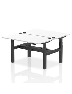 Dynamic Air 1400 x 800mm Height Adjustable 2 Person Bench Desk White Top Cable Ports HA02022