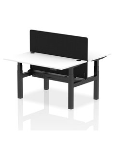 Dynamic Air 1400 x 800mm Height Adjustable 2 Person Bench Desk White Top Cable Ports Screen HA02023
