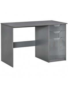 Homcom High Gloss Computer Desk with Drawers, Storage Cabinet, Grey