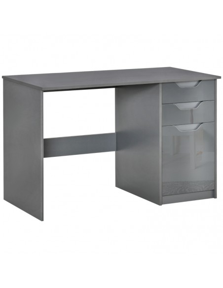 Homcom High Gloss Computer Desk with Drawers, Storage Cabinet, Grey - pic 7869 | FastDaddyshop