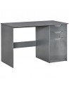 Homcom High Gloss Computer Desk with Drawers, Storage Cabinet, Grey