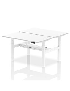 Dynamic Air 1400 x 800mm Height Adjustable 2 Person Bench Desk White Top Cable Ports HA02026