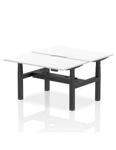Dynamic Air 1400 x 800mm Height Adjustable 2 Person Bench Desk White Top Scalloped Edge HA02028