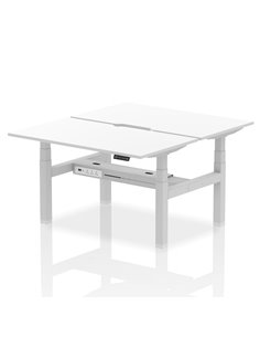 Dynamic Air 1400 x 800mm Height Adjustable 2 Person Bench Desk White Top Scalloped Edge HA02030
