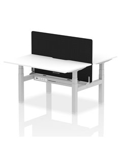 Dynamic Air 1400 x 800mm Height Adjustable 2 Person Bench Desk White Top Scalloped Edge Screen HA02031