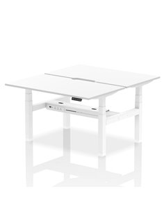 Dynamic Air 1400 x 800mm Height Adjustable 2 Person Bench Desk White Top Scalloped Edge HA02032