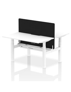 Dynamic Air 1400 x 800mm Height Adjustable 2 Person Bench Desk White Top Scalloped Edge Screen HA02033