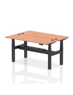 Dynamic Air 1600 x 600mm Height Adjustable 2 Person Bench Desk Beech Top Cable Ports HA02178