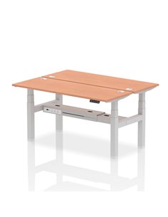 Dynamic Air 1600 x 600mm Height Adjustable 2 Person Bench Desk Beech Top Cable Ports HA02180