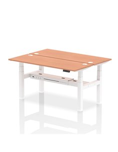 Dynamic Air 1600 x 600mm Height Adjustable 2 Person Bench Desk Beech Top Cable Ports HA02182