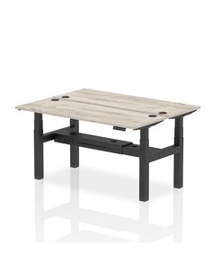 Dynamic Air 1600 x 600mm Height Adjustable 2 Person Bench Desk Grey Oak Top Cable Ports HA02184
