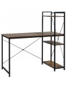 Homcom Computer Desk with 4-tier Bookshelf Storage, Metal Frame, Wooden Top, Rustic Brown & Black