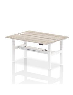 Dynamic Air 1600 x 600mm Height Adjustable 2 Person Bench Desk Grey Oak Top Cable Ports HA02188
