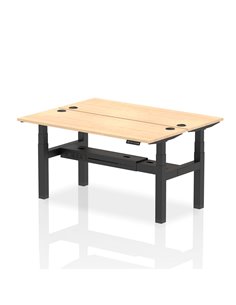 Dynamic Air 1600 x 600mm Height Adjustable 2 Person Bench Desk Maple Top Cable Ports HA02190