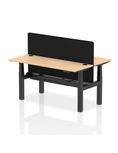 Dynamic Air 1600 x 600mm Height Adjustable 2 Person Bench Desk Maple Top Cable Ports Screen HA02191