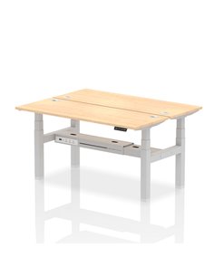 Dynamic Air 1600 x 600mm Height Adjustable 2 Person Bench Desk Maple Top Cable Ports HA02192