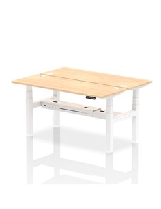 Dynamic Air 1600 x 600mm Height Adjustable 2 Person Bench Desk Maple Top Cable Ports HA02194