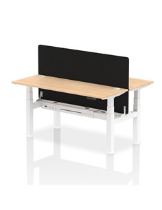 Dynamic Air 1600 x 600mm Height Adjustable 2 Person Bench Desk Maple Top Cable Ports Screen HA02195