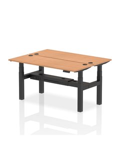 Dynamic Air 1600 x 600mm Height Adjustable 2 Person Bench Desk Oak Top Cable Ports HA02196