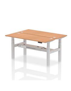 Dynamic Air 1600 x 600mm Height Adjustable 2 Person Bench Desk Oak Top Cable Ports HA02198