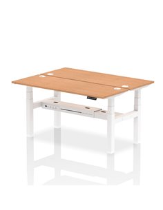 Dynamic Air 1600 x 600mm Height Adjustable 2 Person Bench Desk Oak Top Cable Ports HA02200