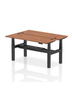 Dynamic Air 1600 x 600mm Height Adjustable 2 Person Bench Desk Walnut Top Cable Ports HA02202