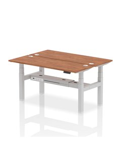 Dynamic Air 1600 x 600mm Height Adjustable 2 Person Bench Desk Walnut Top Cable Ports HA02204