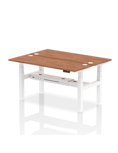 Dynamic Air 1600 x 600mm Height Adjustable 2 Person Bench Desk Walnut Top Cable Ports HA02206