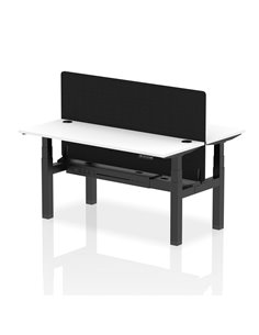 Dynamic Air 1600 x 600mm Height Adjustable 2 Person Bench Desk White Top Cable Ports Screen HA02209