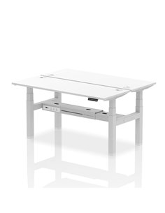 Dynamic Air 1600 x 600mm Height Adjustable 2 Person Bench Desk White Top Cable Ports HA02210