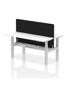Dynamic Air 1600 x 600mm Height Adjustable 2 Person Bench Desk White Top Cable Ports Screen HA02211