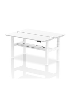 Dynamic Air 1600 x 600mm Height Adjustable 2 Person Bench Desk White Top Cable Ports HA02212