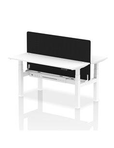 Dynamic Air 1600 x 600mm Height Adjustable 2 Person Bench Desk White Top Cable Ports Screen HA02213