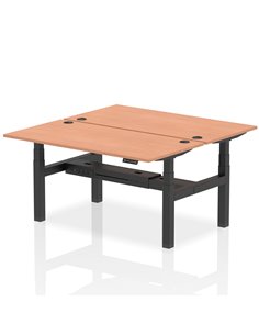 Dynamic Air 1600 x 800mm Height Adjustable 2 Person Bench Desk Beech Top Cable Ports HA02286
