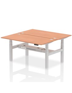 Dynamic Air 1600 x 800mm Height Adjustable 2 Person Bench Desk Beech Top Cable Ports HA02288