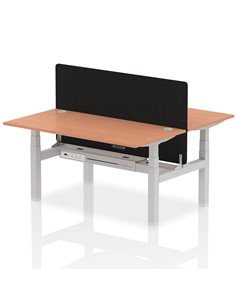 Dynamic Air 1600 x 800mm Height Adjustable 2 Person Bench Desk Beech Top Cable Ports Screen HA02289