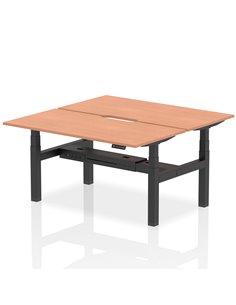 Dynamic Air 1600 x 800mm Height Adjustable 2 Person Bench Desk Beech Top Scalloped Edge HA02292