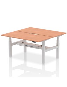 Dynamic Air 1600 x 800mm Height Adjustable 2 Person Bench Desk Beech Top Scalloped Edge HA02294