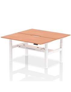 Dynamic Air 1600 x 800mm Height Adjustable 2 Person Bench Desk Beech Top Scalloped Edge HA02296
