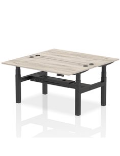 Dynamic Air 1600 x 800mm Height Adjustable 2 Person Bench Desk Grey Oak Top Cable Ports HA02298