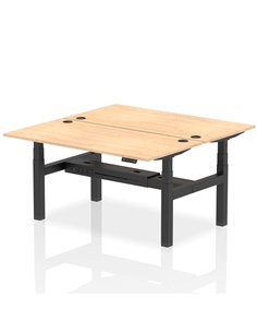 Dynamic Air 1600 x 800mm Height Adjustable 2 Person Bench Desk Maple Top Cable Ports HA02310