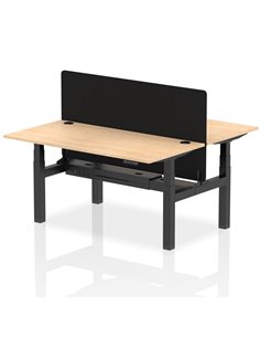 Dynamic Air 1600 x 800mm Height Adjustable 2 Person Bench Desk Maple Top Cable Ports Screen HA02311
