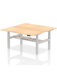 Dynamic Air 1600 x 800mm Height Adjustable 2 Person Bench Desk Maple Top Cable Ports HA02312
