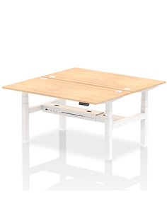 Dynamic Air 1600 x 800mm Height Adjustable 2 Person Bench Desk Maple Top Cable Ports HA02314