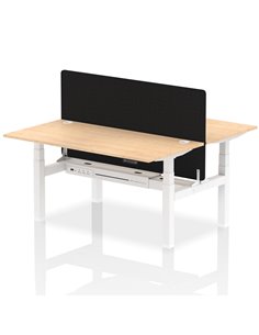Dynamic Air 1600 x 800mm Height Adjustable 2 Person Bench Desk Maple Top Cable Ports Screen HA02315